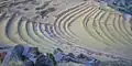 View from the Qallaq'asa residential area of the Inca complex towards some of the andenes (terraces)