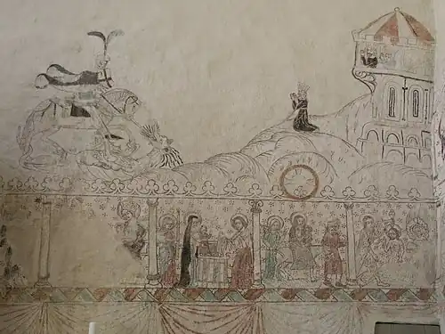 Fresco of the full legend, Anga Church, Gotland, Sweden (mid 15th century)