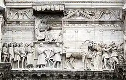 Relief on the Castel Nuovo, Naples, 1470. It shows the entry of Alfonso V of Aragon after taking the city.