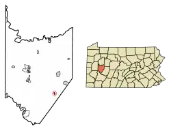 Location of Elderton in Armstrong County, Pennsylvania.