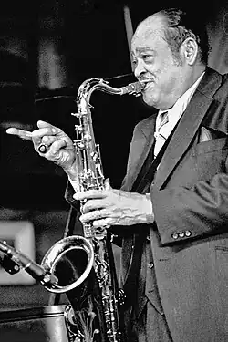 Arnett Cobb playing saxophone