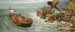 Arnold Böcklin, Polyphemus attempts to crush the boat of the escaping Odysseus,