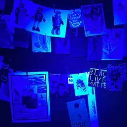 A common task in escape rooms is to find parts of an eye-safe blacklight torch to assemble to reveal messages in invisible ink