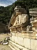 Grave decorated with a gorgon head
