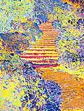 Tjaša Iris, Sunny Stairs and Flowers, acrylic on jutte, 120 x 90 cm, 2011