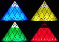 A night view of the Pyramid of Peace.