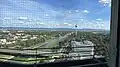 View from the Collini residential tower towards Heidelberg and Odenwald in September 2023