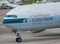 A Boeing 777-367ER (B-KQX) with the Our 50th 777-300ER special livery decal