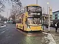 Metroline Manchester MCV bodied Volvo BZL battery electric bus on route 142 at Parrs Wood in January 2025