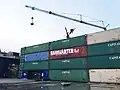 Repurposed intermodal containers at the Bahnwärter Thiel
