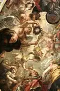 Ceiling painting of James I and the Tudor Crown in the Banqueting House