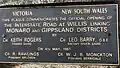Commemorative plaque at the New South Wales/Victoria order