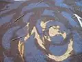 Basting thread on the right side (outer side) of fabric.