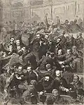 Baudry d'Asson apprehended by Colonel Riu&nbsp;[fr], military commander of the Palais-Bourbon, and the chasseurs of the guard post.