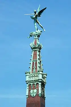 Statue of Saint Michael slaying the dragon by Pierre-Jean Braecke&nbsp;[fr]