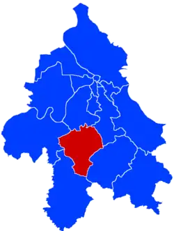 Location of Barajevo within the city of Belgrade