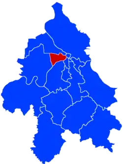 Location of New Belgrade within the city of Belgrade