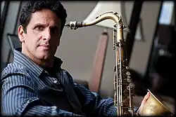 Sharoni with his saxophone.