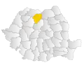 Map of Romania highlighting Bistrița-Năsăud County