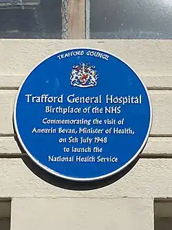 Blue Placque at Trafford General Hospital