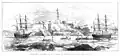 19 January 1875 the bombardment of Mombasa by HMS Nassau and Rifleman and boats of HMS London, Illustrated London News