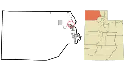 Location in Box Elder County and the state of Utah