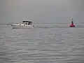 Starboard lateral Buoy (Lateral mark - Region B - IALA ) as Channel Marker Buoy at "Río de la Plata" river, Buenos Aires, Argentina