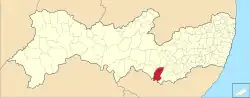 Location of Águas Belas in Pernambuco