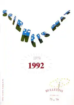 Twentieth anniversary cover with champagne bubbles