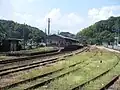 A view of the sidings north of the platform.