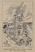 Burns Memorial and Cottage Homes in Mauchline, Scotland; final sketch by Scottish architect William Fraser, ARIBA. Private Collection.