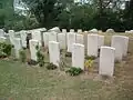 These two line of headstones are for those who fell during World War II whose graves are lost, including Captain M.A. Ansari, a recipient of George Cross.