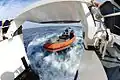 This Cutter Boat was photographed through the open door of USCGC&nbsp;Bernard C. Webber's stern launching ramp