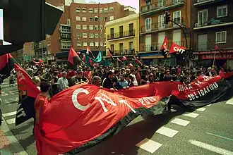 Image 3Members of the Spanish anarcho-syndicalist trade union Confederación Nacional del Trabajo marching in Madrid in 2010 (from Libertarianism)