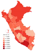 Cases by department according to the regional health authority (Diresa and Geresa).