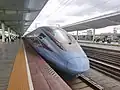 CR300AF-2041, allocated to China Railway Jinan Group (operating in multiple with CR300AF-2042), operating as D2921, stopped at Suzhou Industrial Park railway station.