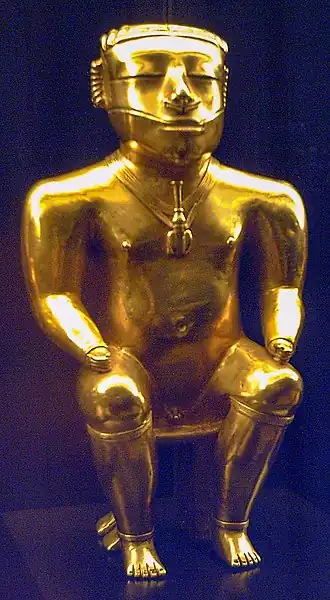 Golden statuette of a Quimbaya cacique
