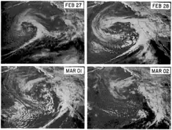 Sequence of four satellite images
