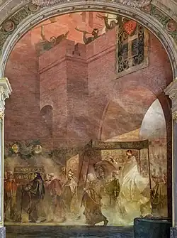 Painting on a wall in the Hall of Illustrious, representing Raymond IV welcoming the Pope in 1096