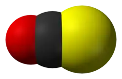 Space-filling 3D model of carbonyl sulfide