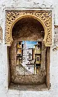 Painted slabs with the Kasbah motif.