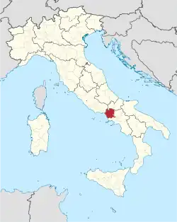 Map highlighting the location of the province of Caserta in Italy
