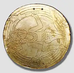Club-wielding wingless warrior-Castalian Springs shell engraving