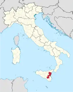 Location of the Metropolitan City of Catania