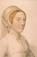 Unknown woman engraved as Catherine Howard, 1797, Francesco Bartolozzi after Hans Holbein[80]