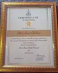 Certificate of Appreciation received of Lavu Thakur from the Governor of Goa, in the presence of CM Pramod Sawant and President Ram Nath at Raj Bhavan[13]