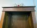 Interior doorway with signing art