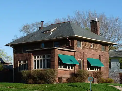 Charles C. and Katharyn Sniteman House in Neillsville, Wisconsin. Prairie School (1915).