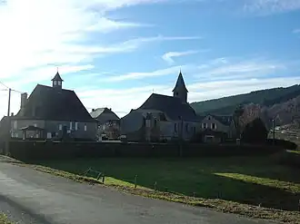 The town hall and the church in Chaumeil