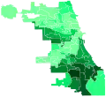 Support for Walls by ward: &nbsp;&nbsp;>7% &nbsp;&nbsp;6–7% &nbsp;&nbsp;5–6% &nbsp;&nbsp;4–5% &nbsp;&nbsp;3–4% &nbsp;&nbsp;2–3% &nbsp;&nbsp;1–2% &nbsp;&nbsp;0–1%